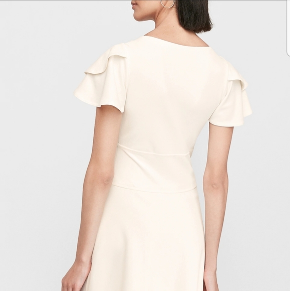 Express fit and flare flutter sleeve dress - Picture 2 of 8